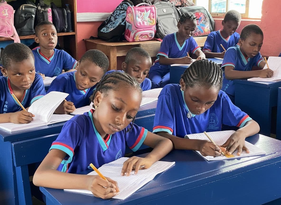 Child focused on writing